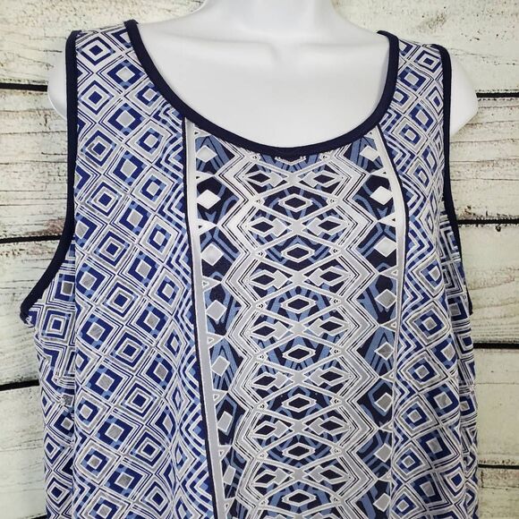 Cato Blue Geometric Print Sleeveless Tank Top Women’s XL - Picture 2 of 6